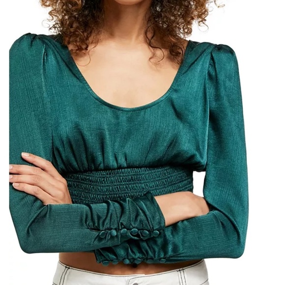 Free People Santiago Top Size XS Emerald Green - Picture 2 of 12